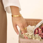 18K gold square hollow with tassel chain design exquisite unique bracelet Bracelets